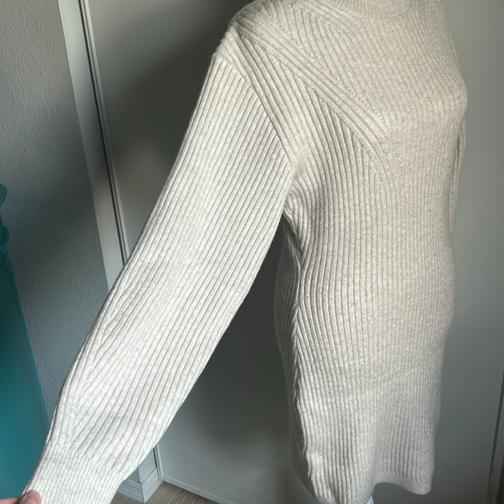 New H & M Fitted Mock Neck Plush Ribbed Long Sleeve Sweater Dress - Picture 3 of 12
